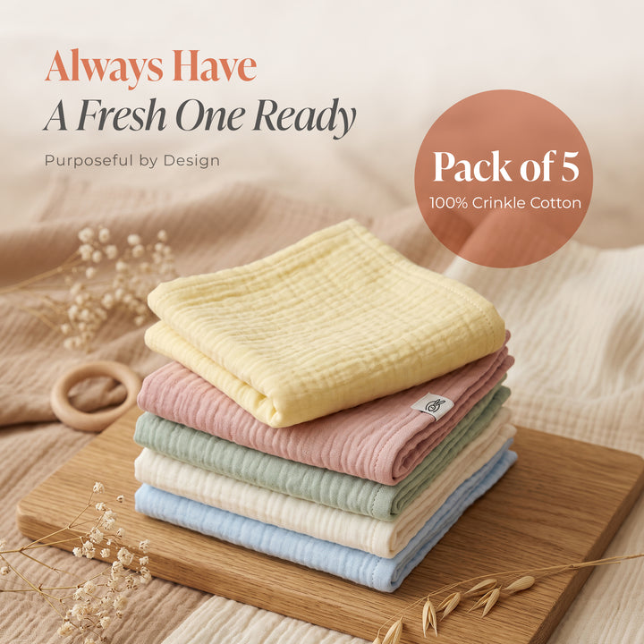 Pastelpops Multicolor Cotton Crinkle Wash Cloth Free Size (Design A)