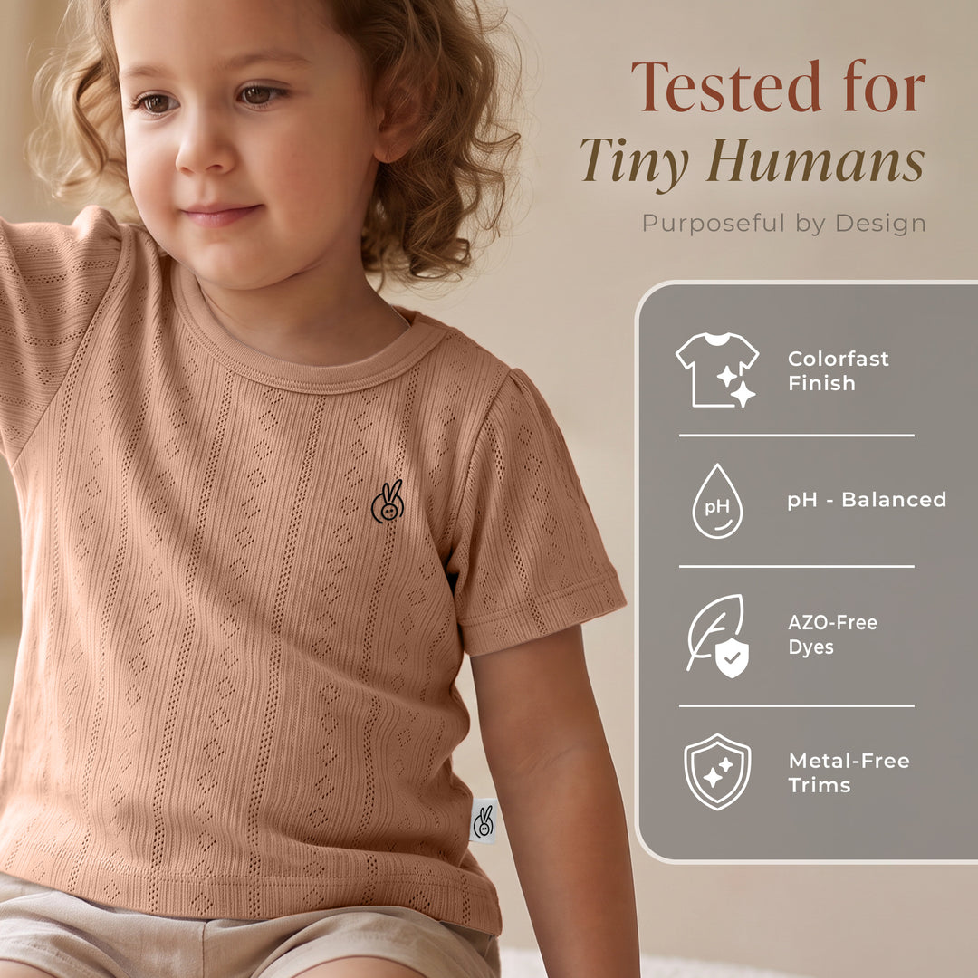 Mushmellow Woodsmoke Pointelle T-Shirt - 2-4 Years