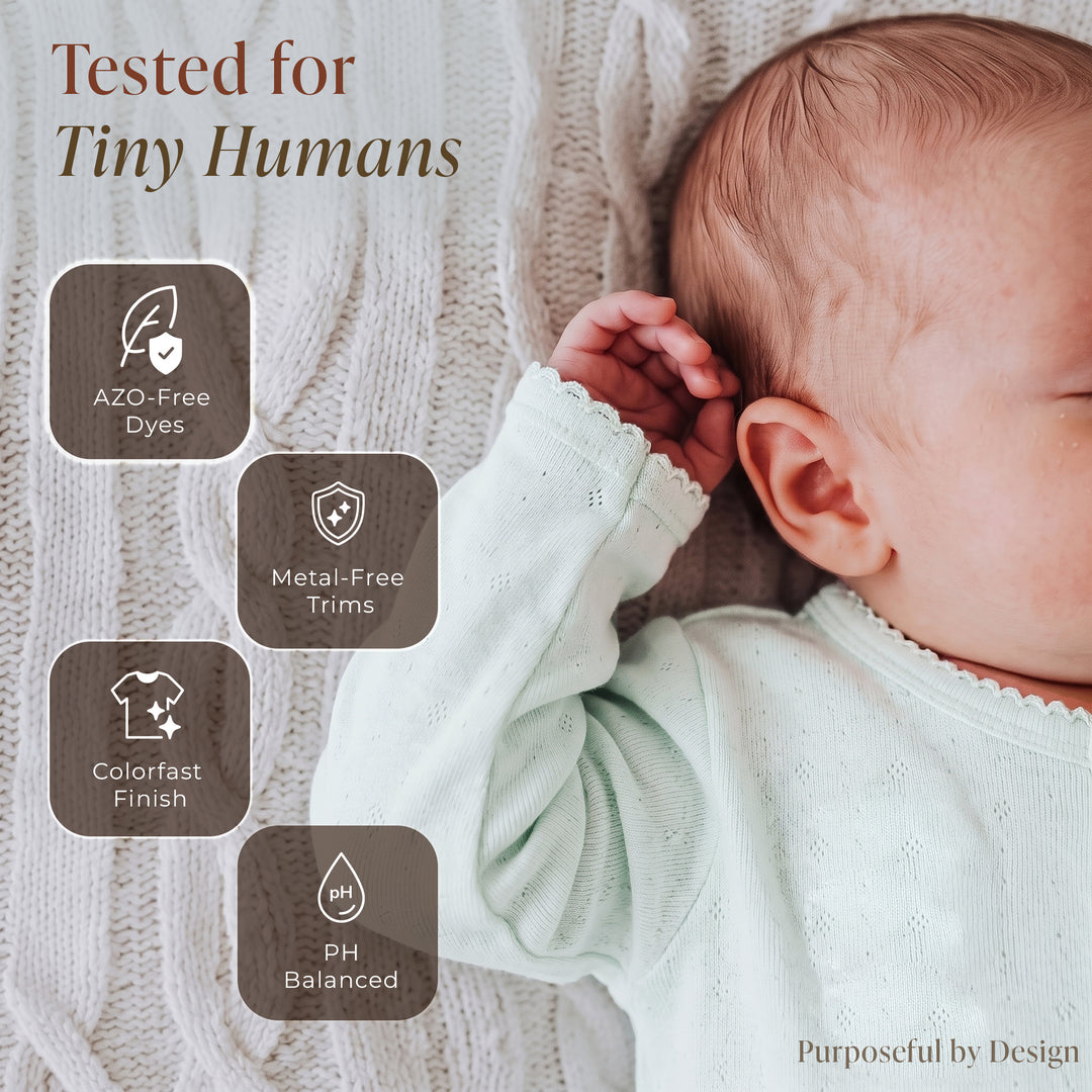 Mushmellow Sage Green Pointelle Front Open Sleepsuit