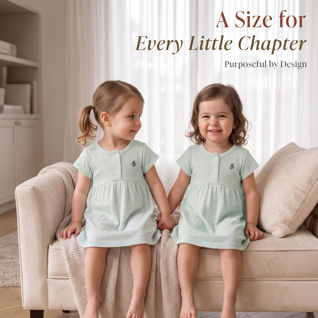 Mushmellow Sage Green Pointelle Frock - 2-4 Years