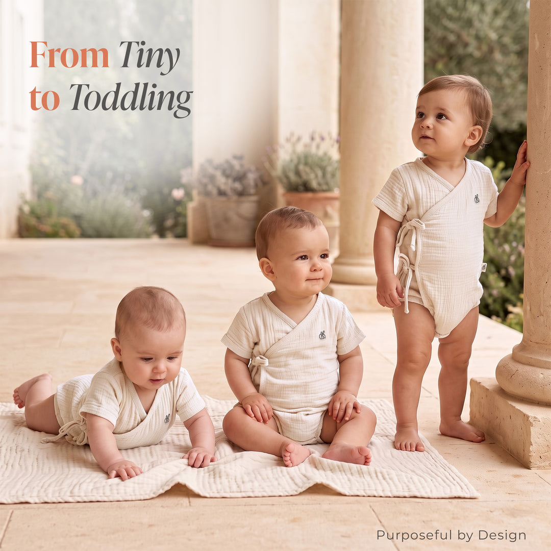 Pastelpops Off White Cotton Crinkle Wrapover Onesie