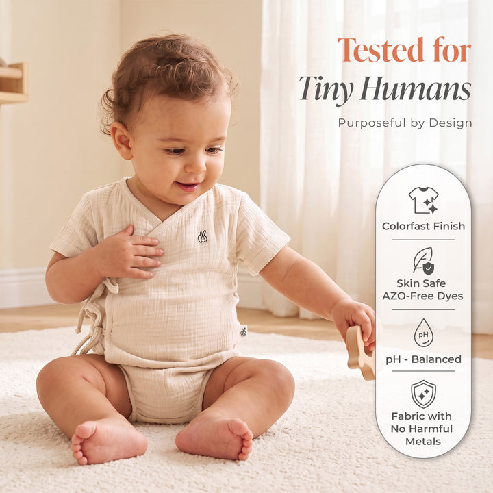 Pastelpops Off White Cotton Crinkle Wrapover Onesie