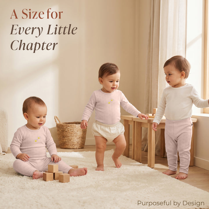 Pointelle Mushmellow Peach Dust Onesie Bottom Set
