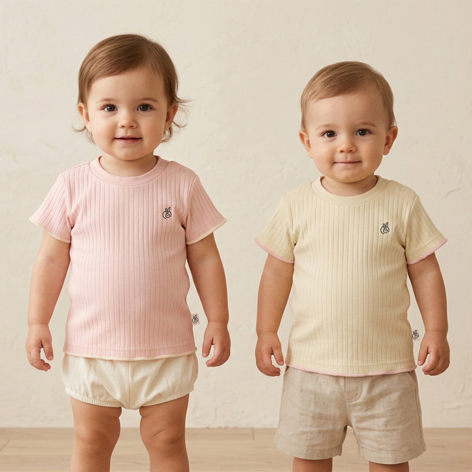 100% Cotton Mushmellow T-Shirt Almond Milk & Veiled Pink 0-2 Years