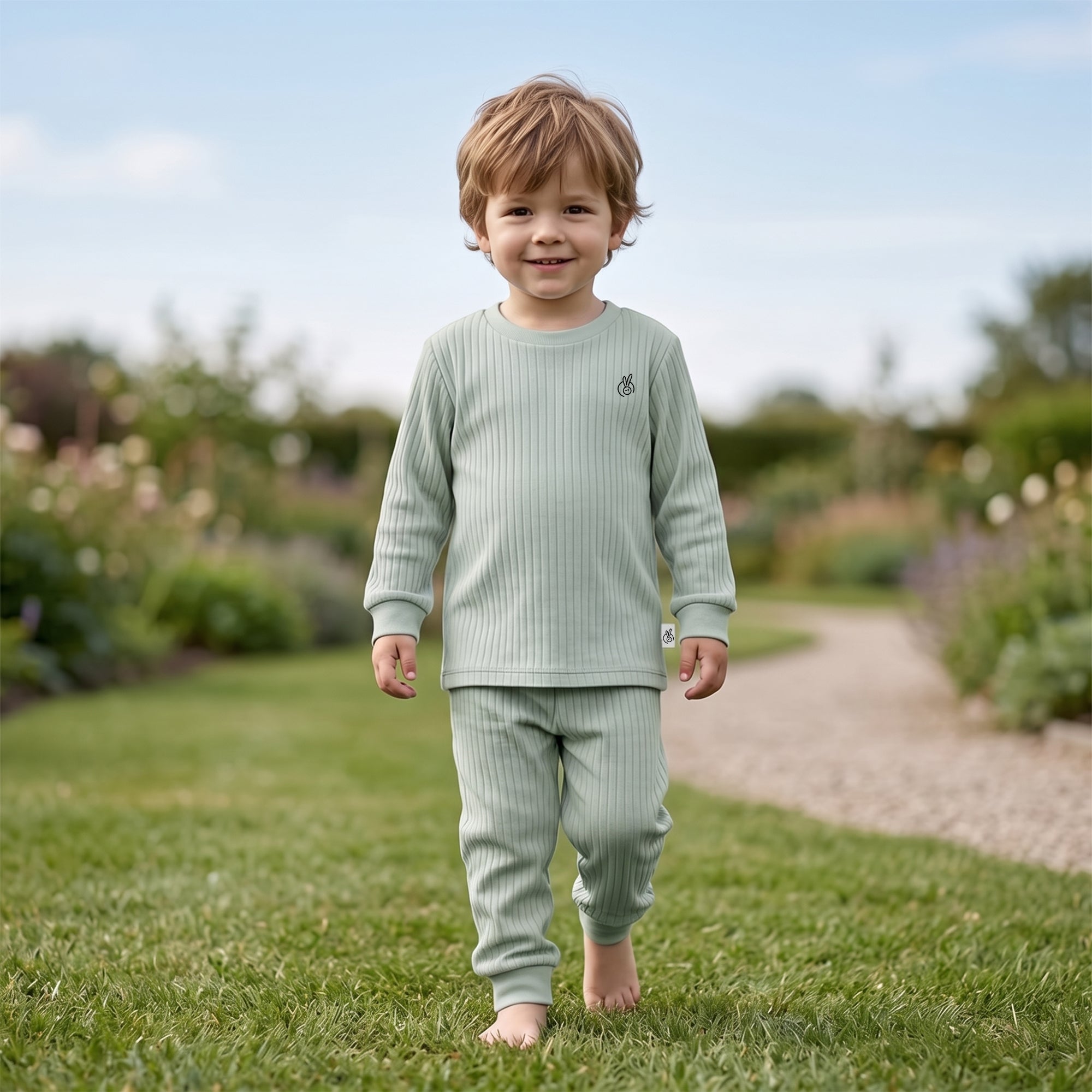 100% Cotton Mushmellow Top & Bottom Set Aqua Foam 2-4 Years