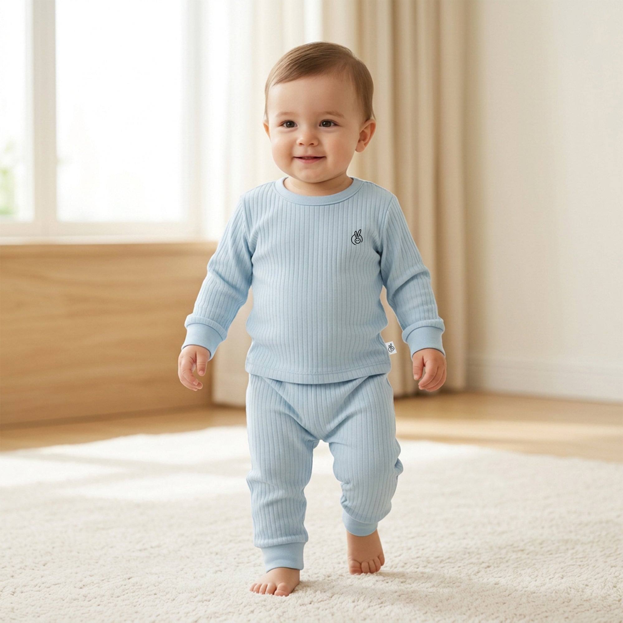 100% Cotton Mushmellow Top & Bottom Set Ballad Blue 0-2 Years