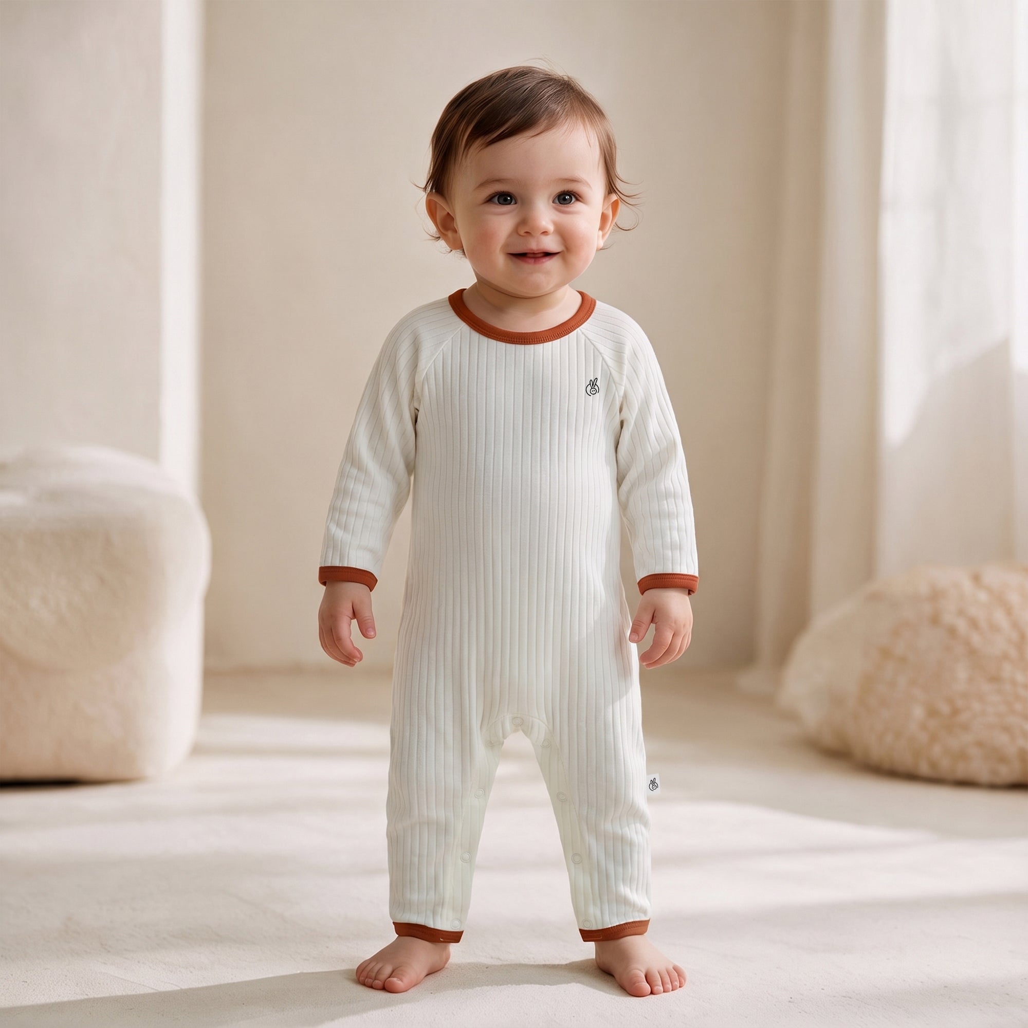 100% Cotton Mushmellow Raglan Jump Suit Star White 0-2 Years