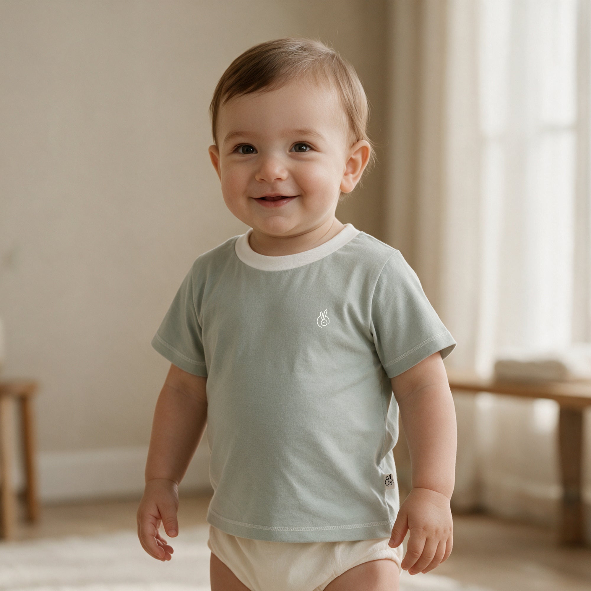 100% Cotton Single Jersey Pastelpops T-Shirt Clearly Aqua 0-2 Years