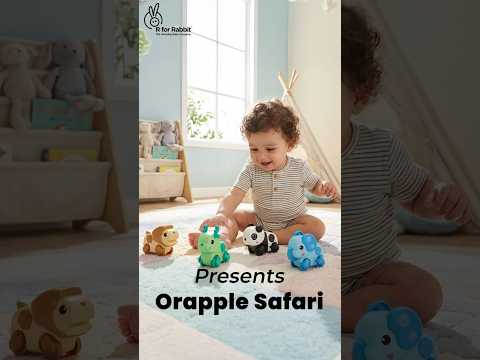 Orapple Safari - Set of 4 Windup Animal Toys for Babies (Panda, Lion, Elephant, Deer)