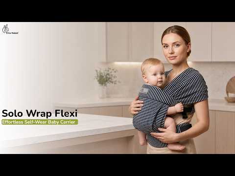 Solo Wrap Flexi Self-Wear Baby Carrier with Feather-Light Cotton Fabric and Ergonomic M-Shape Support – Mist Grey Stripes