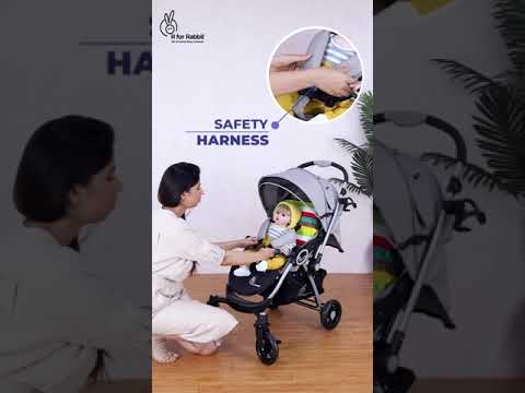 Chocolate Ride Stroller For Kids Reversible Handle, Multiple Recline Positions, Cup Holder with Meal Tray, 5 Point Safety Harness, Storage Basket - Grey Safari