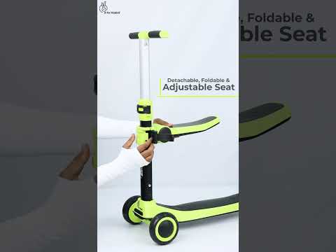 Road Runner Stellar Duo 2 in 1 Kick Scooter with Removable Seat - Adjustable Height - Colourful LED Lights - ABEC 7 Bearings - BIS Certified Kids Scooter - Age 3+ Years - Blue Orange