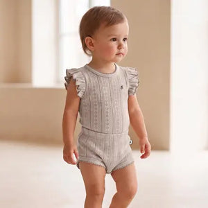 Ruffle Neck Onesie with Short Set