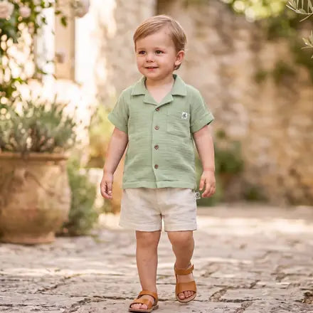 Collar Shirt with Shorts Set