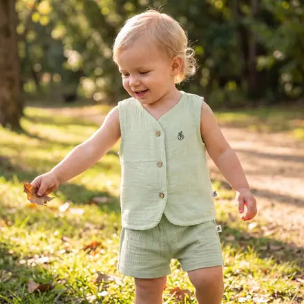 Front Open Vest with Shorts Set