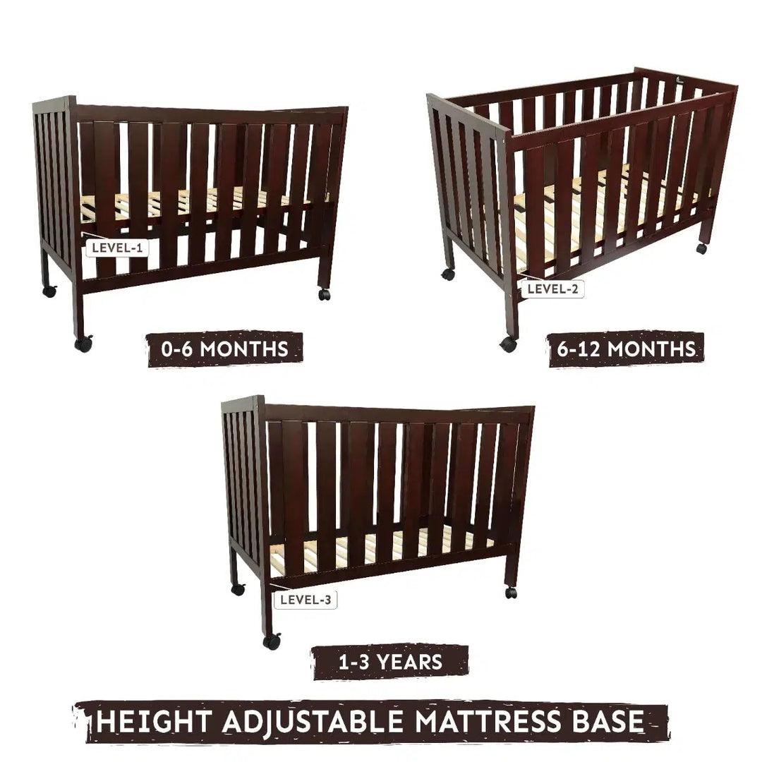 R for Rabbit Baby's Den Lite Wooden Baby Cot Level Height Adjustment