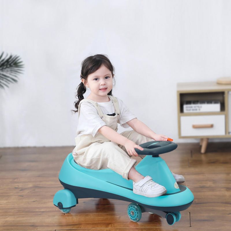 Iya Iya Drift Swing Car - Inbuilt Music, Scratch Free PU Led Wheels, Up to 125 Kgs Capacity - Sky Blue