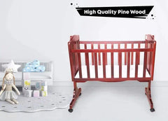 Dream Time Wooden Cradle - Swing & Wheel Lock, High Quality Pine Wood, Scratch Resistant