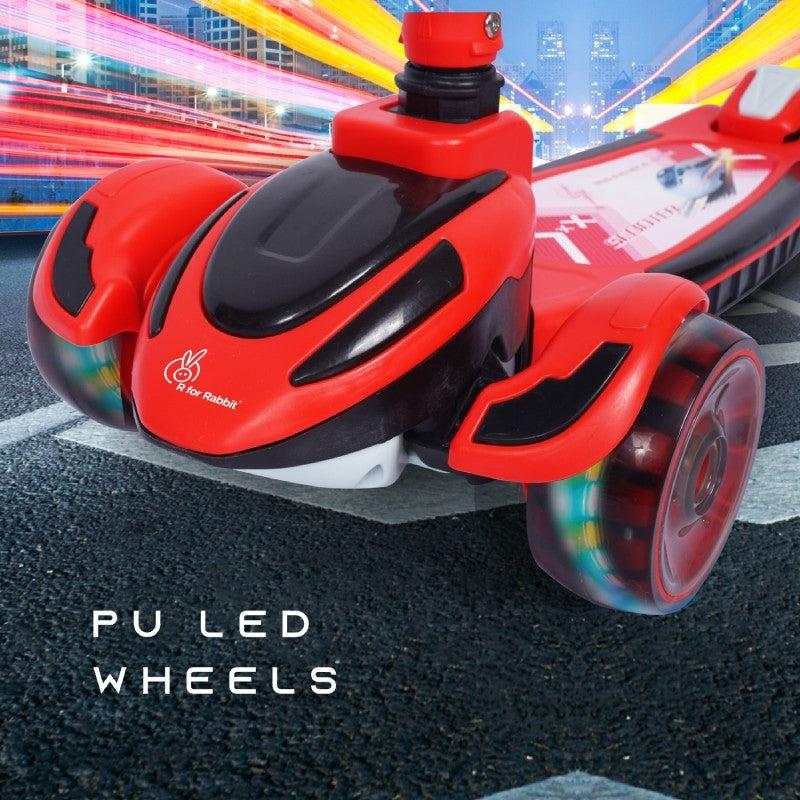 Road Runner Racer Scooter - PU LED Wheels, 4 Level Height Adjustment,